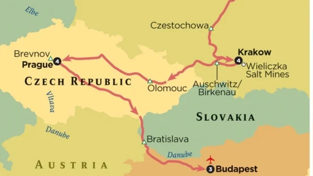 Map of European city breaks
