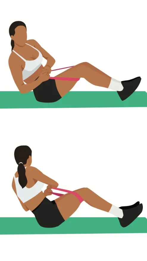 resistance band russian twist