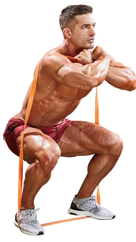 squat exercise with resistance band